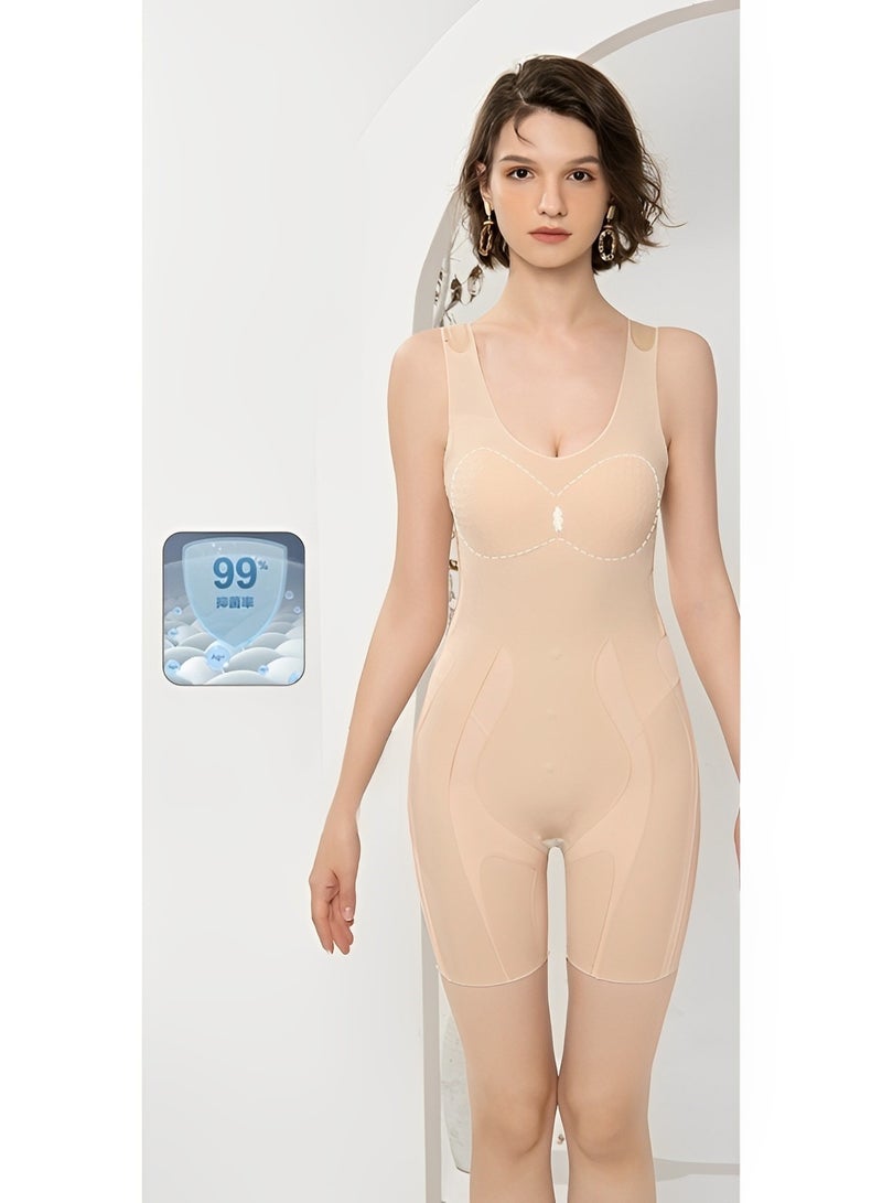 REOCLE Women's Bodysuit Round Neck Seamless Sculpting Body Shaper Full Body Bodycon Shaper Tummy Control Shapewear - Image 3