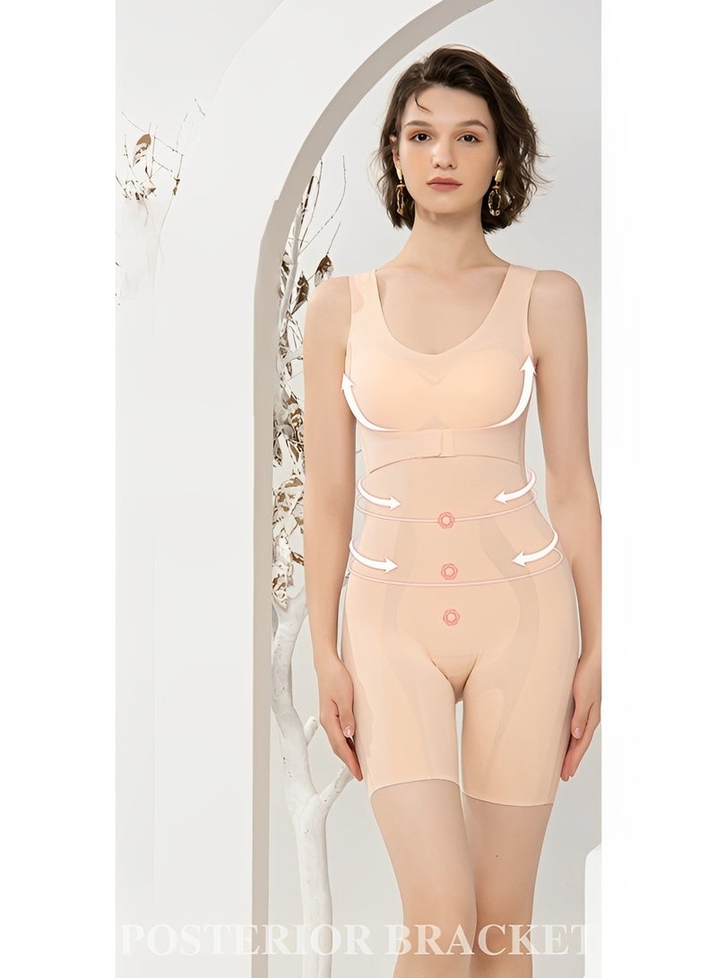 REOCLE Women's Bodysuit Round Neck Seamless Sculpting Body Shaper Full Body Bodycon Shaper Tummy Control Shapewear - Image 5