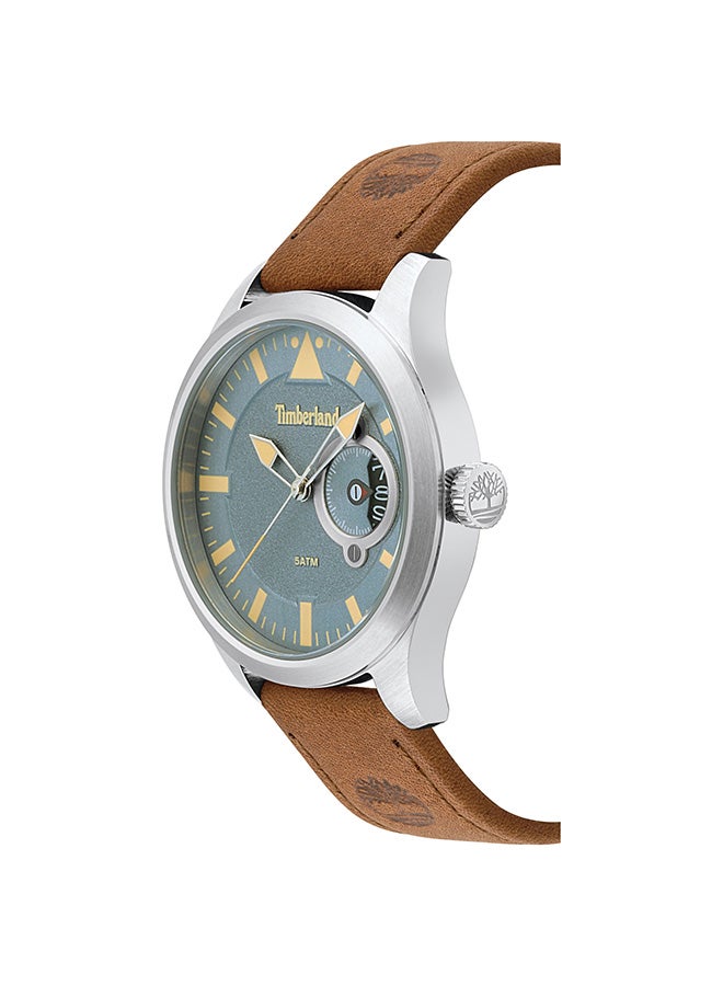 Timberland Men Marmont Men's Grey Dial Tan Leather Strap Analog Watch 5ATM - Image 2