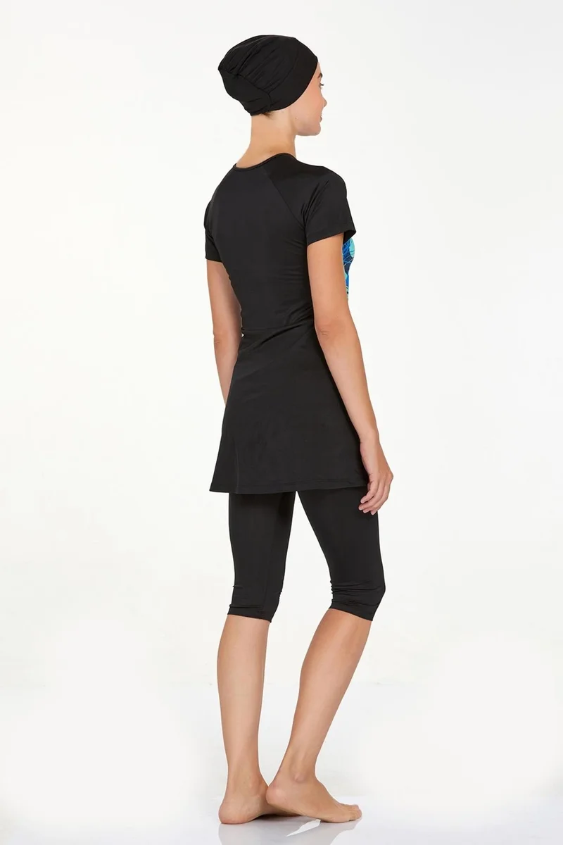 Remsa Mayo Remsa Swimsuit Short Sleeve Lycra Tights Semi Covered Swimsuit Leyre 3921 Black