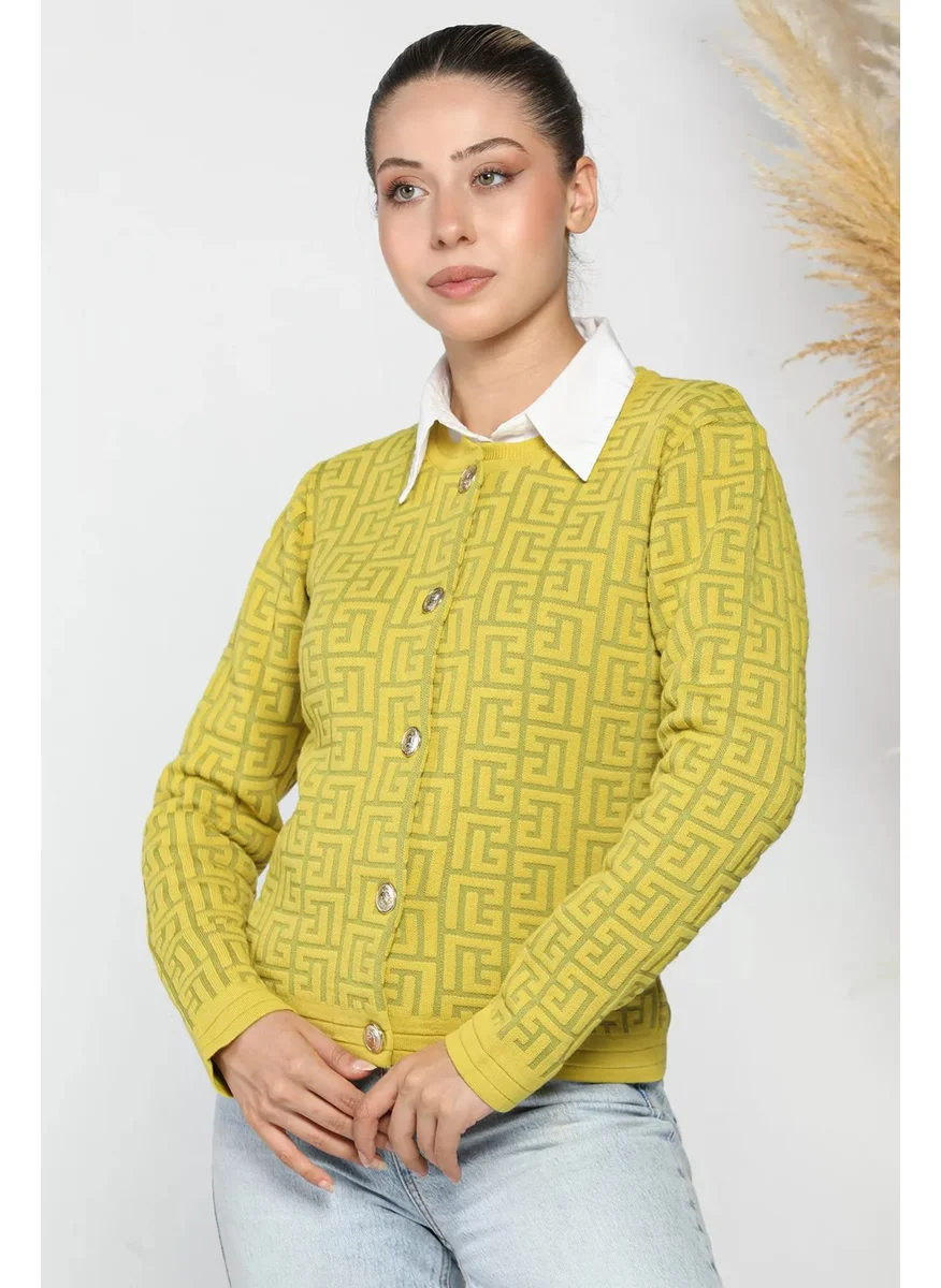 Gülseli Rose Women's Embossed Pattern Knitwear Cardigan