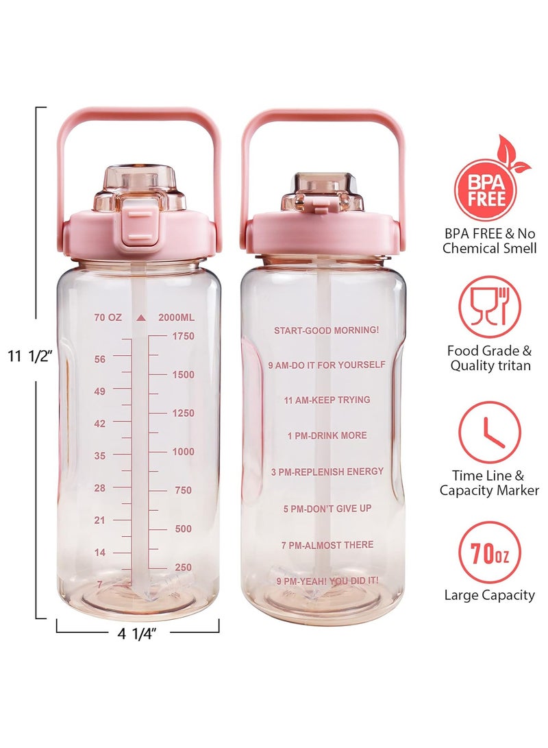 Arabest Half Gallon Water Bottle with Sleeve, 64OZ Motivational Water Bottle with Straw & Time Marker, BPA Free Leakproof Gym for Sport Workout  - Image 2