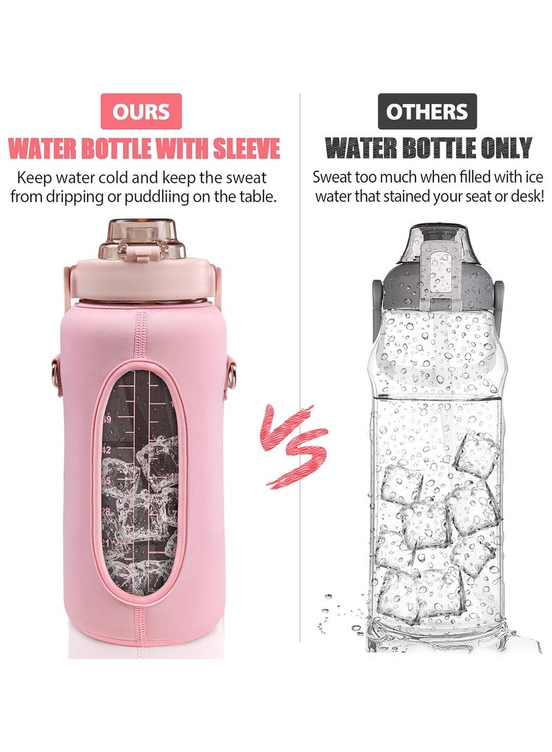 Arabest Half Gallon Water Bottle with Sleeve, 64OZ Motivational Water Bottle with Straw & Time Marker, BPA Free Leakproof Gym for Sport Workout  - Image 5
