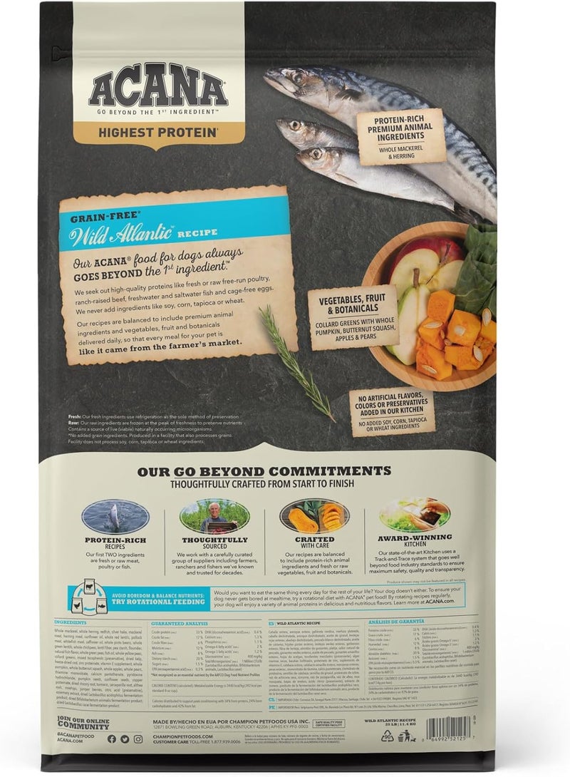 acana طعام جاف للكلاب من أكانا بأعلى نسبة بروتين وصفة سمك الأطلسي البري 25 رطل - Image 2