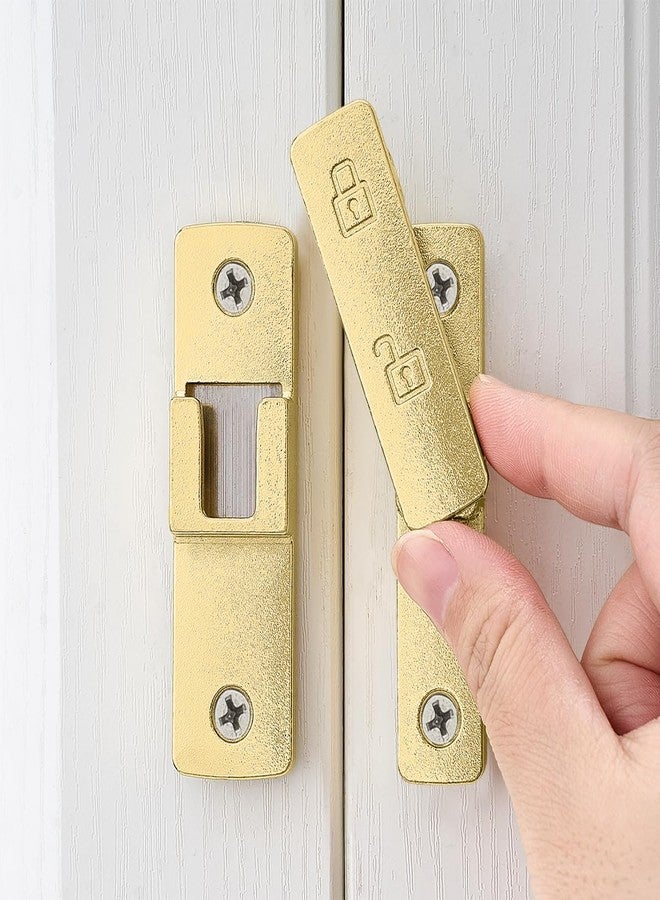 INIRET 2 Packs Gold Barn Door Latches,180 Degree Gate Lock,Flip Gate Latches Hardware,Zinc Alloy Door Lock Latch,Door Security Sliding Door Latch Lock for Cabinets,Bathroom, Barn & Garden - Image 1