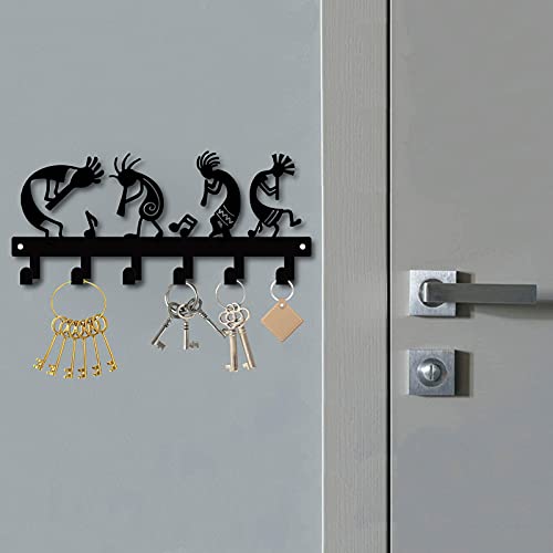 CREATCABIN Metal Key Holder Kokopelli Flute Music Black Wall Mounted Organizer Iron Rack Hanger Decorative 6 Hooks for Entryway Front Door Kitchen Garage Yoga Office,with Screws and Anchors 10.6inch - Image 5