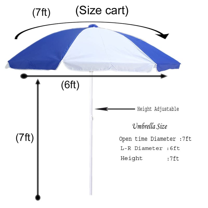 RAINPOPSON RAINPOPSON Outdoor Garden Umbrella Big Size 7ft With Stand Patio Garden Umbrella 7ft42in White Blue  - Image 5