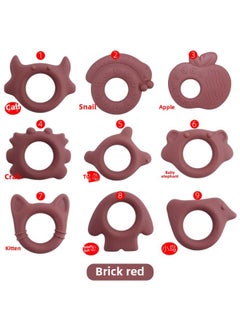 Baby Gum Animal Bracelet Food Grade Bite Boiled Baby Grinding Stick Teething Toy In Stock-Color:brick Red-Specifications:⑥ Baby Elephant Tooth Gum