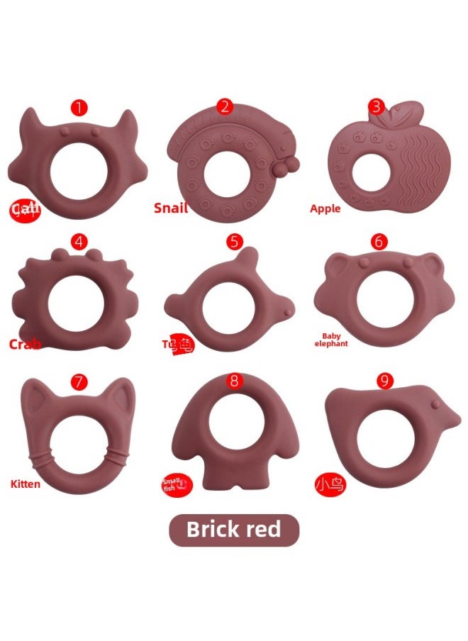 Generic - Baby Gum Animal Bracelet Food Grade Bite Boiled Baby Grinding Stick Teething Toy In Stock-Color:brick Red-Specifications:⑥ Baby Elephant Tooth Gum - Image 1