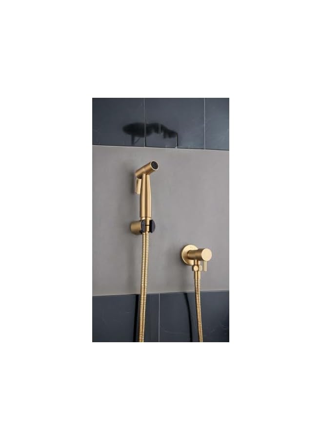 The Bros Antique Brushed Gold Bathroom Shower Head Kit - Stainless Steel Faucet with Handheld Bidet Sprayer for Elegant Toilet Upgrade - Image 3