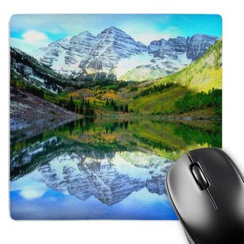 3DROSE USA Colorado Rocky Mountains Maroon Bells reflect in Maroon Lake Mouse Pad 8 by 8 inches mp_207843_1 - Image 1
