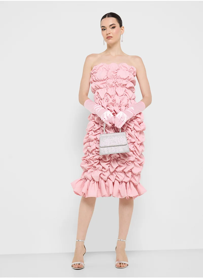 جينجر بوتيك Strapless Ruffle Dress