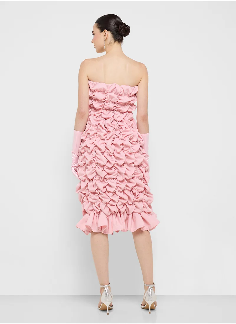 جينجر بوتيك Strapless Ruffle Dress