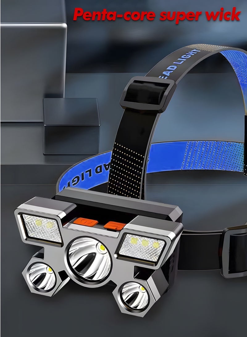 GROIC Super Bright Headlamp, USB Rechargeable Led Head Lamp,Waterproof Headlight with 4 Modes and Adjustable Headband, Hard Hat Light Perfect for Camping, Hiking - Image 3
