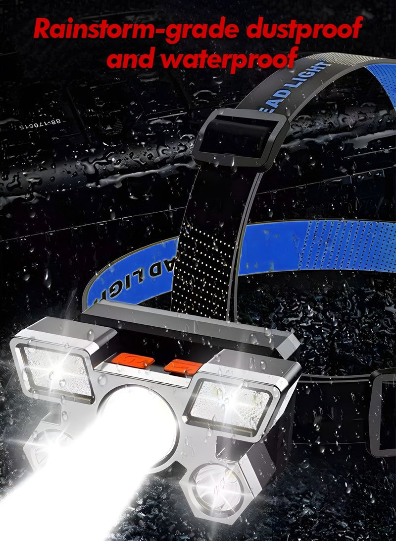 GROIC Super Bright Headlamp, USB Rechargeable Led Head Lamp,Waterproof Headlight with 4 Modes and Adjustable Headband, Hard Hat Light Perfect for Camping, Hiking - Image 4