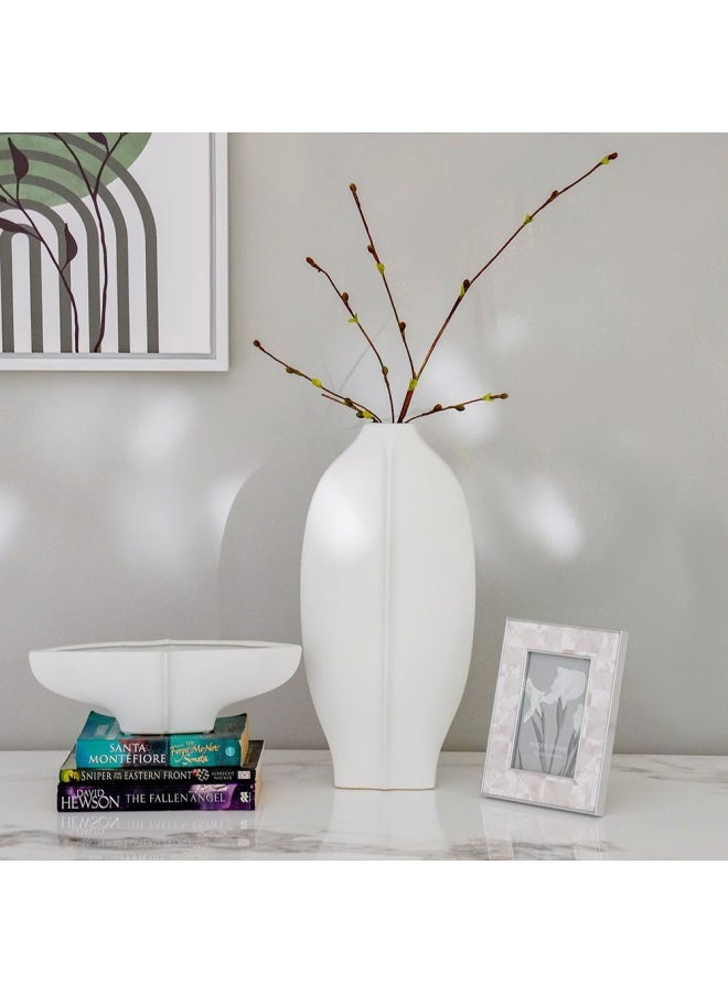 DANUBE HOME Zenith Ceramic Bowl For Cereal Sala  Pasta Soup Dessert Serving of Rice Dishwasher And Microwave Safe For Breakfast Lunch and Dinner White 33.5X9.5X10.5Cm  - Image 1