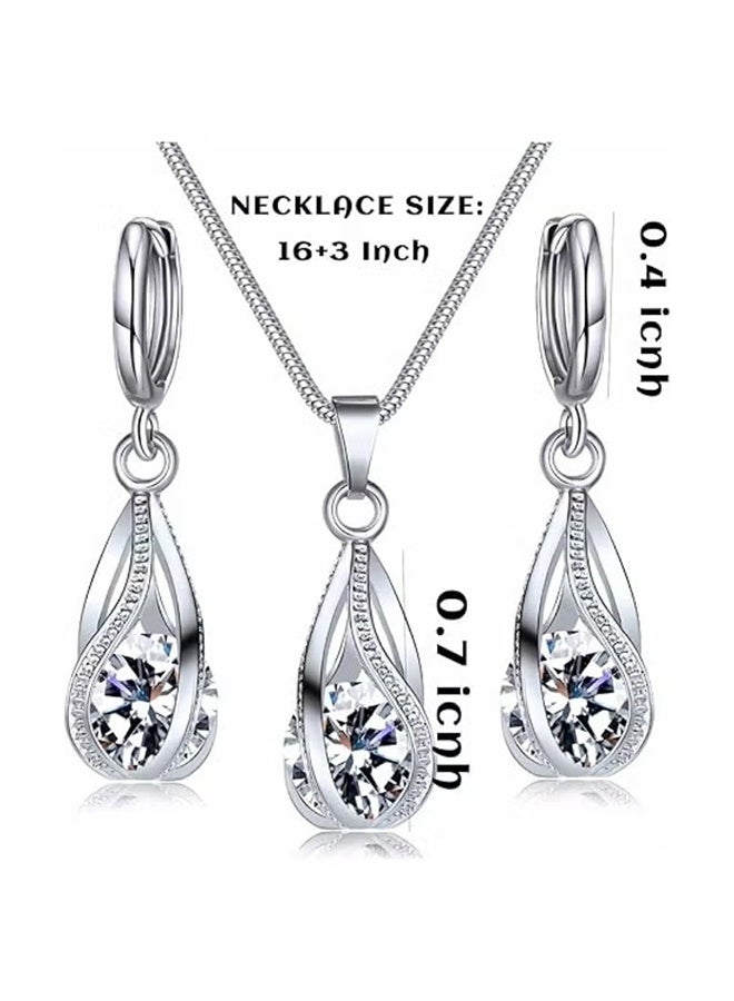 YJ Silver Jewelry Sets for Women Rhinestone Crystal CZ Bridal Bridesmaid Accessories Necklace Earrings set for Wedding Prom Anniversary Birthday Gifts - Image 5