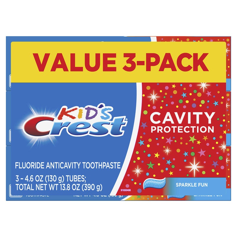 Crest Kid's Cavity Protection Toothpaste, Crest Kids Toothpaste, For Children And Toddlers 2+, Sparkle Fun, 4.6 Oz (Pack of 3), Toothpaste For Kids - Image 1