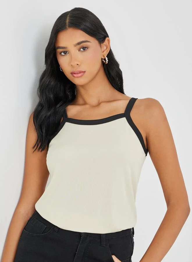Take Two Take Two Contrast Trim Color Basic Cami
