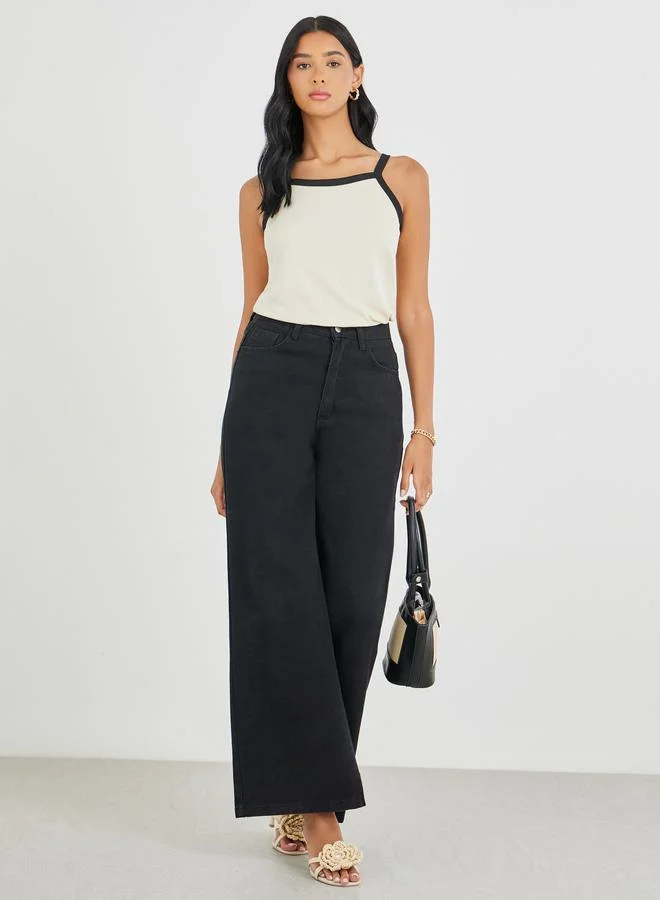 Take Two Take Two Contrast Trim Color Basic Cami