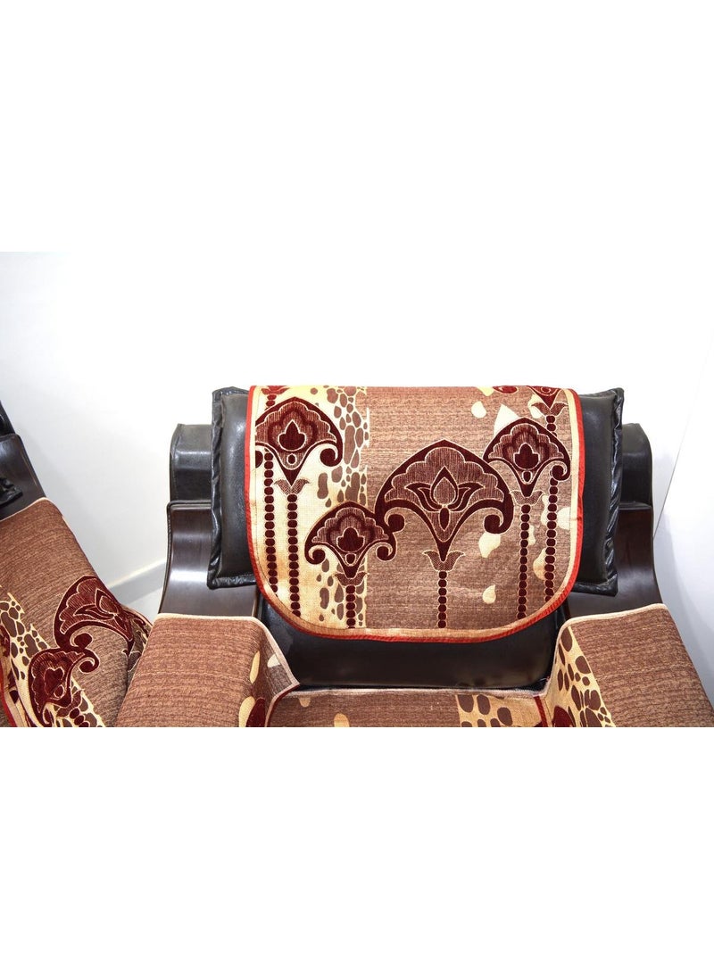 A.P HANDLOOM AP HANDLOOM Sofa Cover Set of 5 Seater with ARM Maroon Color Jacquard Fabric Make in India  - Image 4