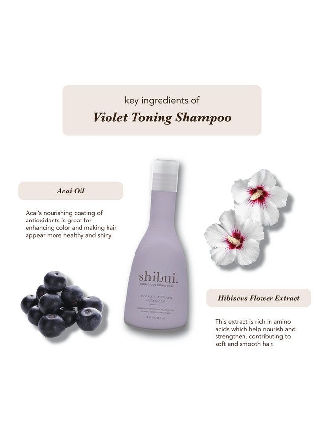 شيبوي شامبو Conscious Color Care Violet Toning بزيت الآساي ومستخلص زهرة الكركديه - يعمل على تحييد اللون النحاسي - للشعر الأشقر/الفضي، 12 أونصة سائلة - Image 3