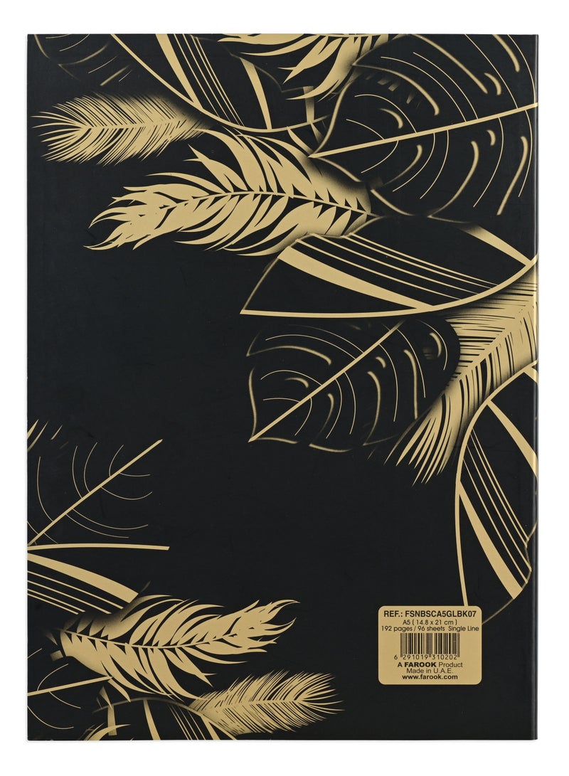 FIS FIS® Notebook Soft Cover, A5 Size(14.8x21cm), 2 Quire, 192 Pages, 96 Sheets, Single Line Ruling, Golden/Black, Packet of 5 Pieces, Design 7 - FSNBSCA5GLBK07  - Image 5