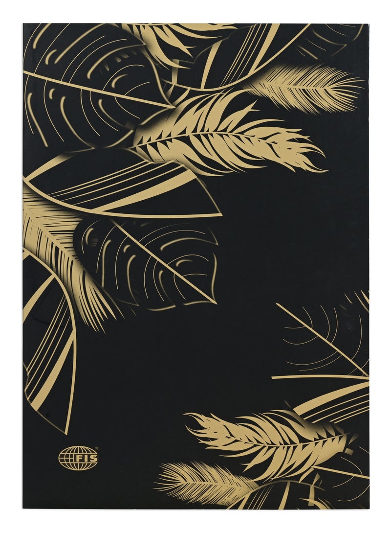 FIS FIS® Notebook Soft Cover, A5 Size(14.8x21cm), 2 Quire, 192 Pages, 96 Sheets, Single Line Ruling, Golden/Black, Packet of 5 Pieces, Design 7 - FSNBSCA5GLBK07  - Image 1