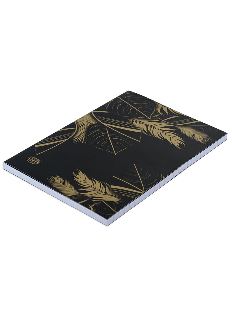 FIS FIS® Notebook Soft Cover, A5 Size(14.8x21cm), 2 Quire, 192 Pages, 96 Sheets, Single Line Ruling, Golden/Black, Packet of 5 Pieces, Design 7 - FSNBSCA5GLBK07  - Image 3