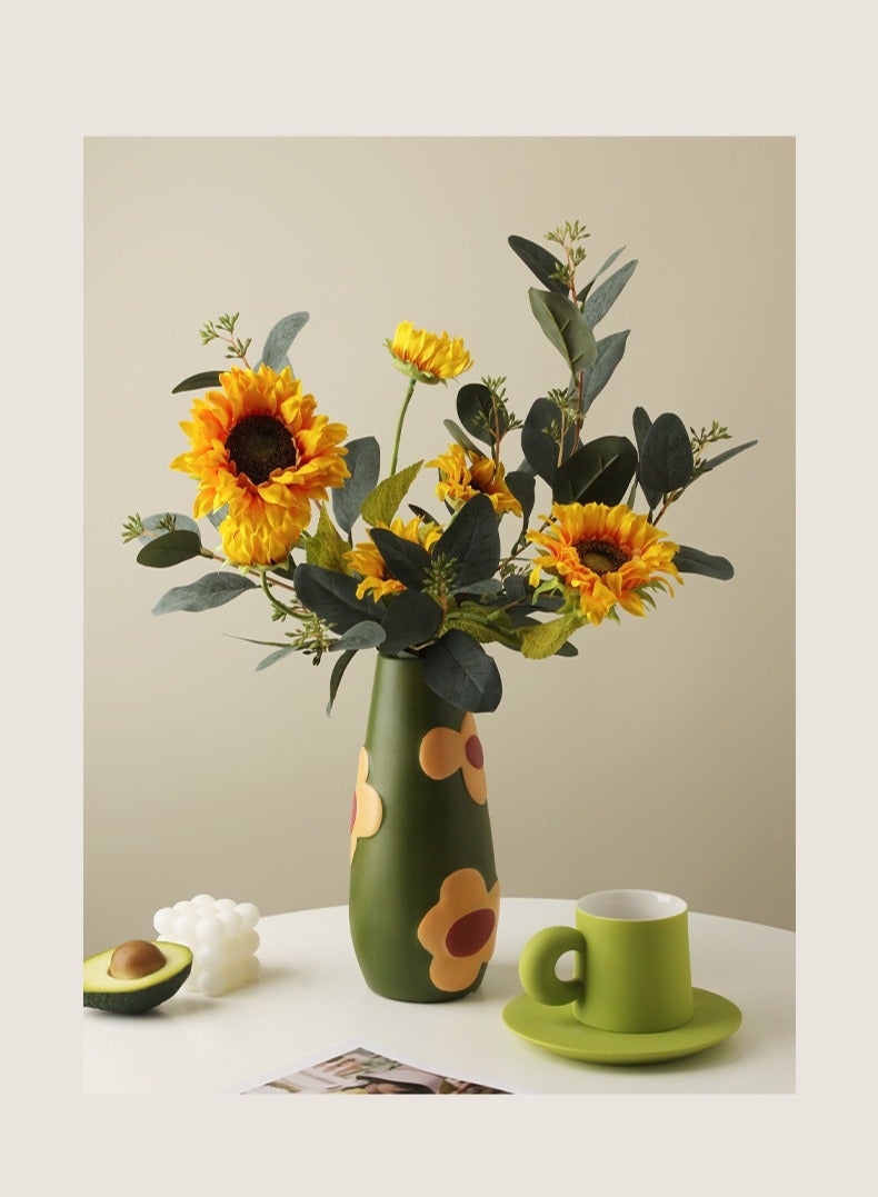 general Creative Home Decor Set Of 3 Pcs Painted Ceramic Vases With Morandi Color For Living Room With Simulated Flower Set - Image 5