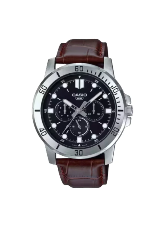 CASIO Men's Analog Display Watch With Brown Leather Strap - MTP-VD300L-1EUDF