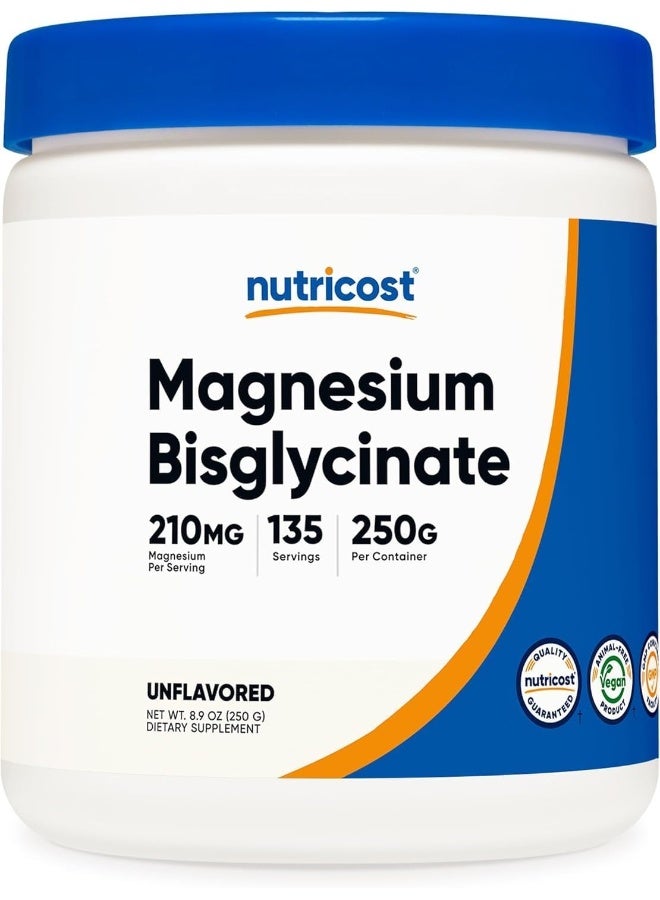 Nutricost Magnesium Bisglycinate Powder (Unflavored, 250 Grams) - Image 1