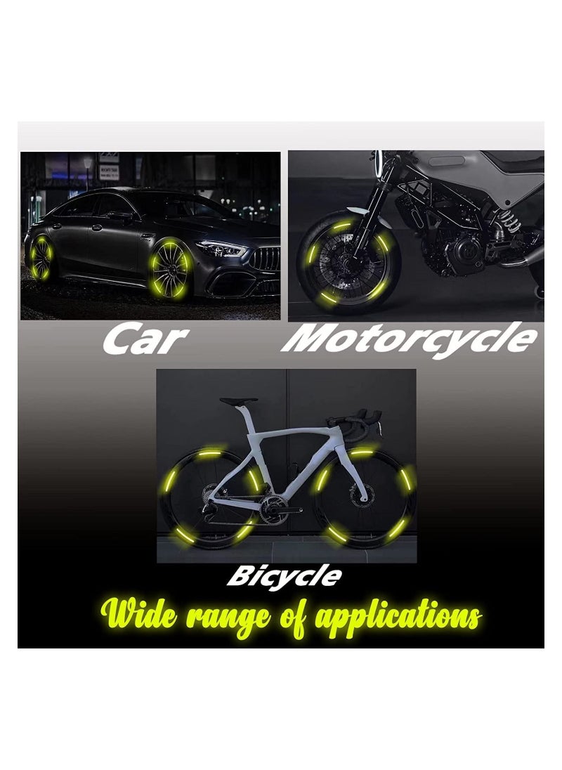Excefore Wheel Reflective Stickers, Car Wheel Hub Reflective Sticker, for Motorcycle Wheels Car Cycling Night Reflective Safety, Decoration Stripe Rim Sticker, Universal for Car Vehicle Truck (Green)  - Image 3