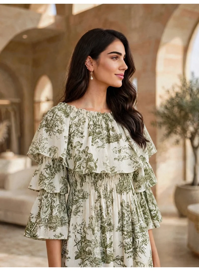 Ikkxa IKKXA Elegant Soft Floral Flared Resort Maxi Dress