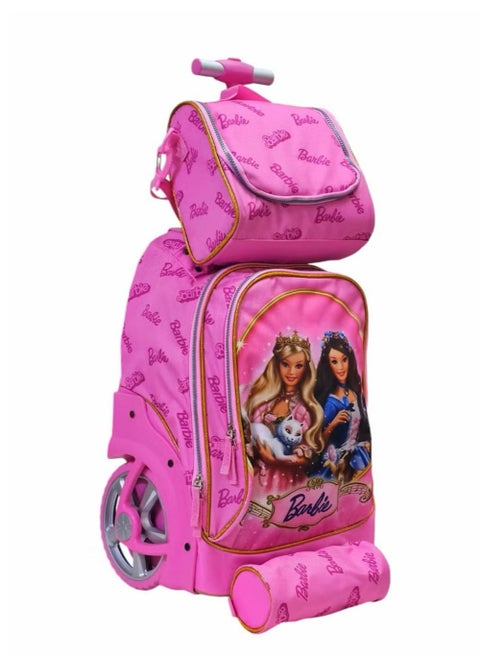 3 in 1 School Bag with Wheels Girls School Bags Student Trolley Bag Travel Trolley Bag 18 Inch Multi-functional Bag