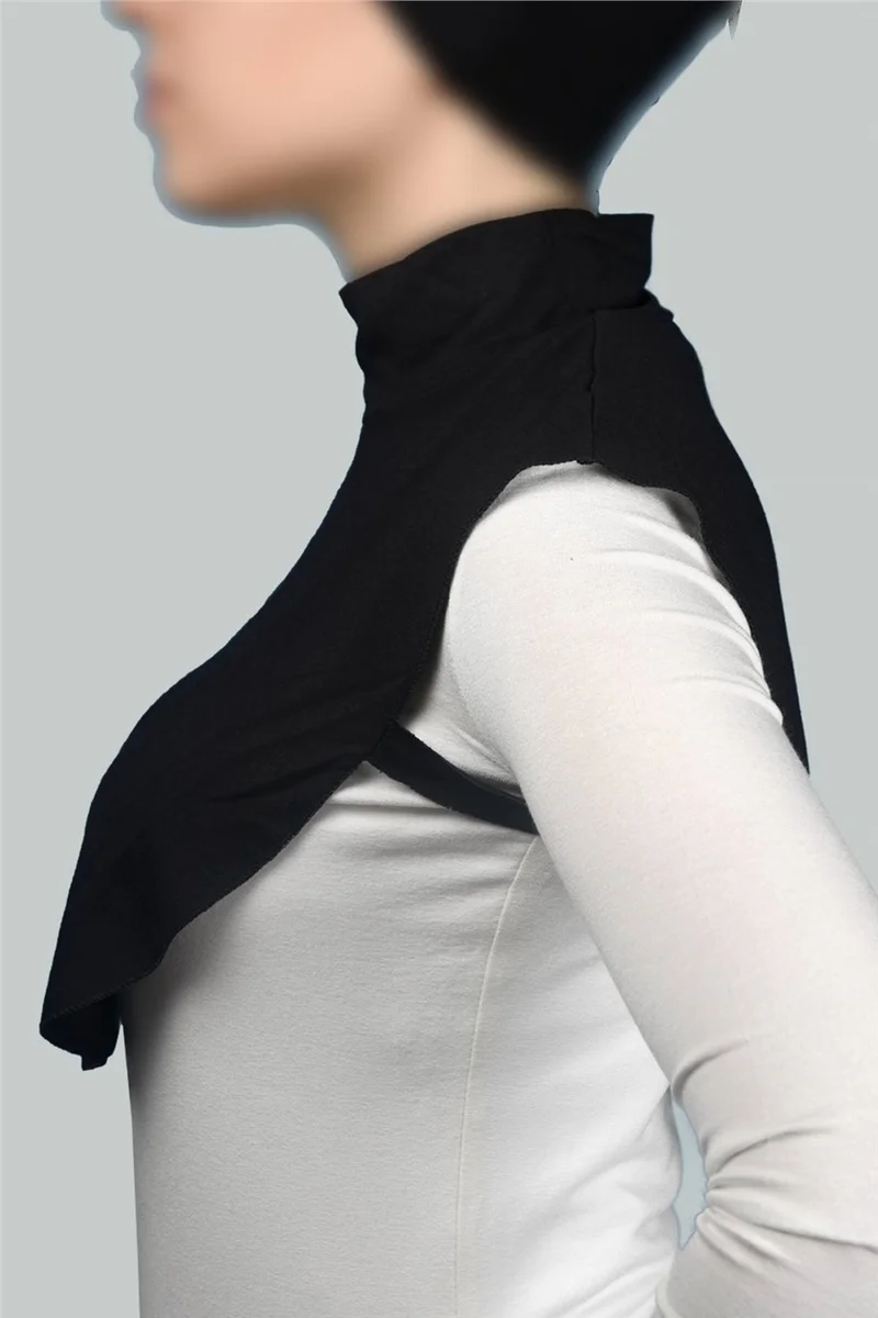 Altobeh Plain Turtleneck Turtleneck Combed Cotton Hijab Neck Collar - Black