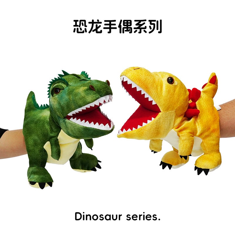 Dinosaur Hand Puppet Toy – Movable Mouth Triceratops & T-Rex Plush for Kids - Image 2
