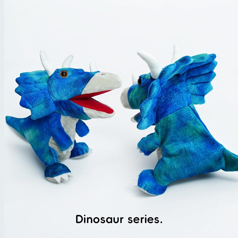 Dinosaur Hand Puppet Toy – Movable Mouth Triceratops & T-Rex Plush for Kids - Image 3