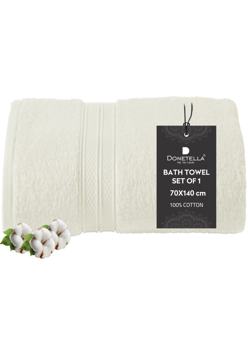 Donetella Premium 100 % Combed Cotton 1-Pcs Bath Towel(70 X 140 CM) 600 GSM Large Towel, Highly Absorbent, Quick Dry,Best Towel for Bathroom, Spa And Hotel,Cream  - Image 1