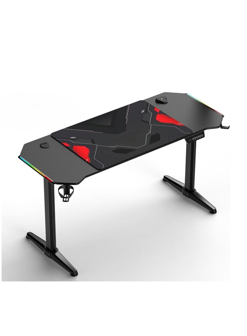 Cool Baby COOLBABY 47 Inch Electric Standing Desk, RGB Light Gaming Computer Desk with Mouse Pad Gamer Table Workstation (60*56cm), Black - Image 1