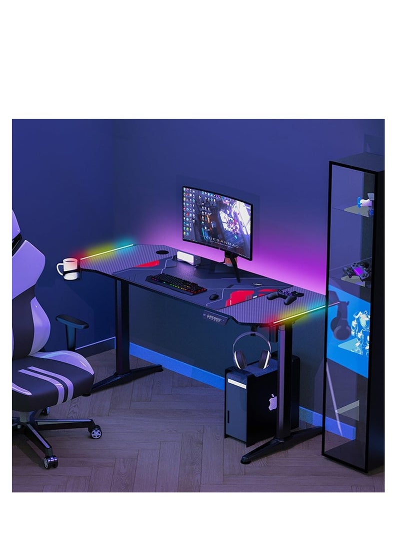 Cool Baby COOLBABY 47 Inch Electric Standing Desk, RGB Light Gaming Computer Desk with Mouse Pad Gamer Table Workstation (60*56cm), Black - Image 2