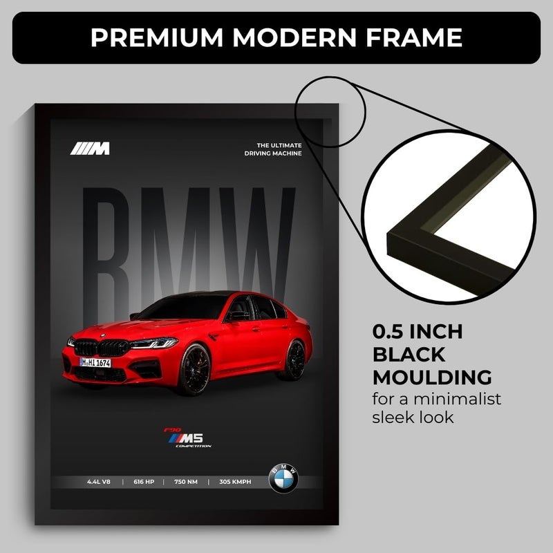 Funk You Store Engineered Wood BMW M5 Poster | Framed BMW A4 Sized (31 x 23 cm) | Car Poster for Wall, Gift for Boys, Sportcar Frames | Car Posters for Wall, Bedroom, Hostel, Study Area, Hostel - Image 5