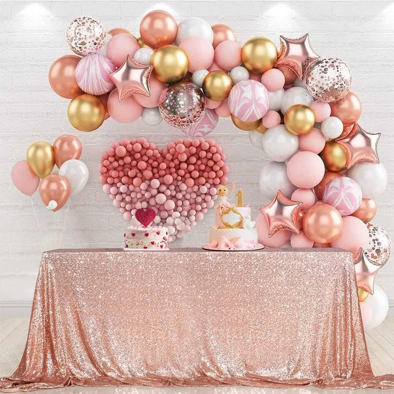 PartyDelight Rose Gold Sequin Tablecloth Overlay 50 X 50 Inch for Wedding Party Birthday Bridal Baby Shower and Other Events Decorations - Image 2