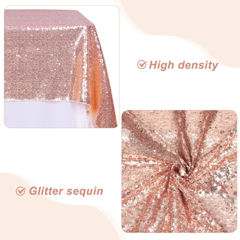 PartyDelight Rose Gold Sequin Tablecloth Overlay 50 X 50 Inch for Wedding Party Birthday Bridal Baby Shower and Other Events Decorations - Image 3