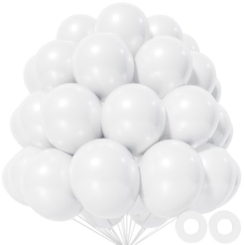 KAWKALSH White Balloon 110pcs 12 Inch Thickened Round Helium Balloons for New Years Christmas Birthday Engagement Bridal Shower Party Backdrop Decorations - Image 1