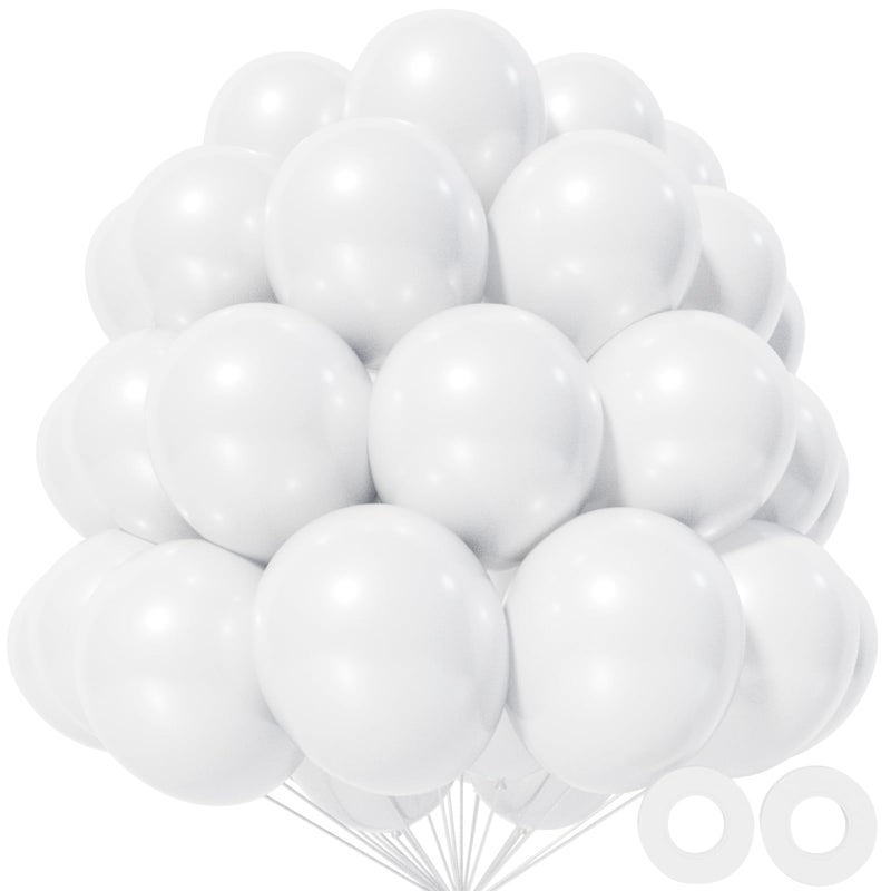 KAWKALSH White Balloon 110pcs 12 Inch Thickened Round Helium Balloons for New Years Christmas Birthday Engagement Bridal Shower Party Backdrop Decorations - Image 3