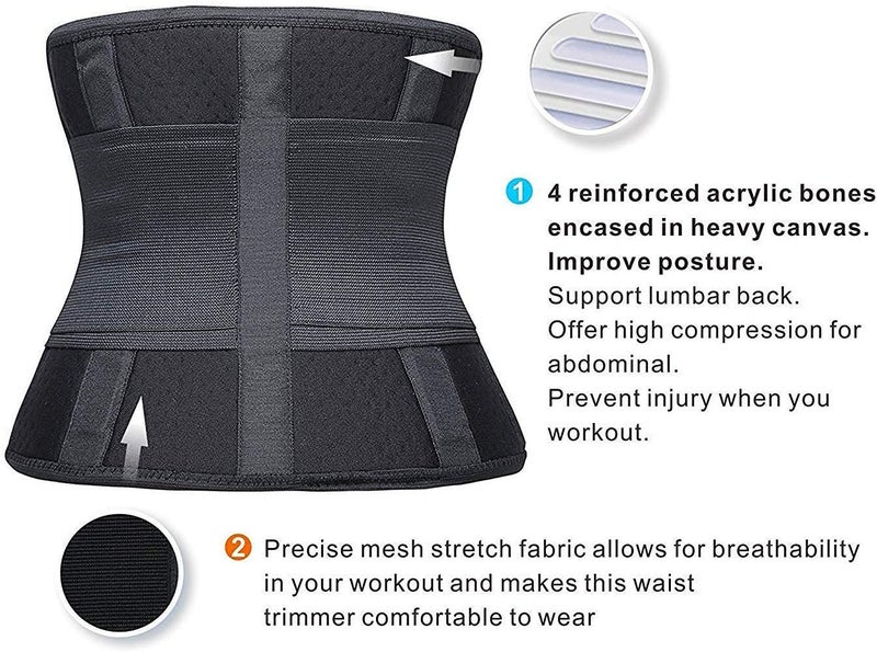 Shaperx Waist Trainer Belt For Women Tummy Control Waist Cincher Workout Weight Loss Slimming Belly Band  Sz8002-New-Black-S - Image 4