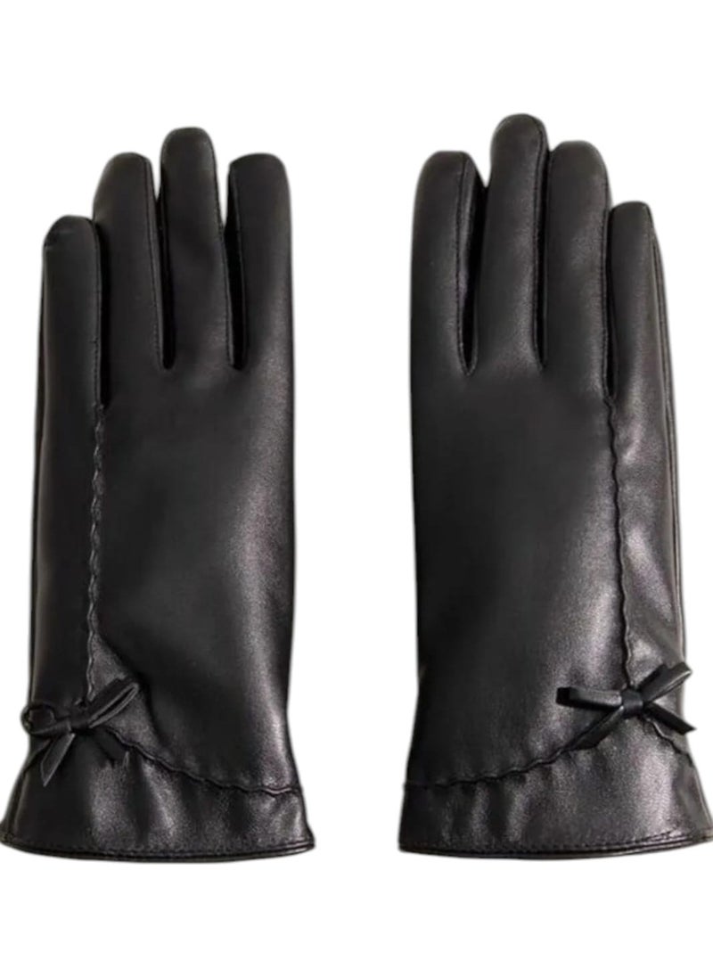 Trenderrs Women's Touch Screen Windproof Cold Resistant Vegan Leather Gloves  - Image 2
