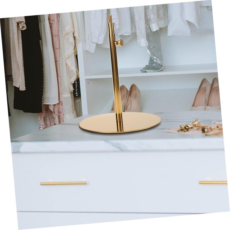 Garneck Adjustable Stainless Steel Mannequin Head Base 17CM Diameter Height 20.5-34CM Detachable Design for Cosmetology and DIY Display - Image 3