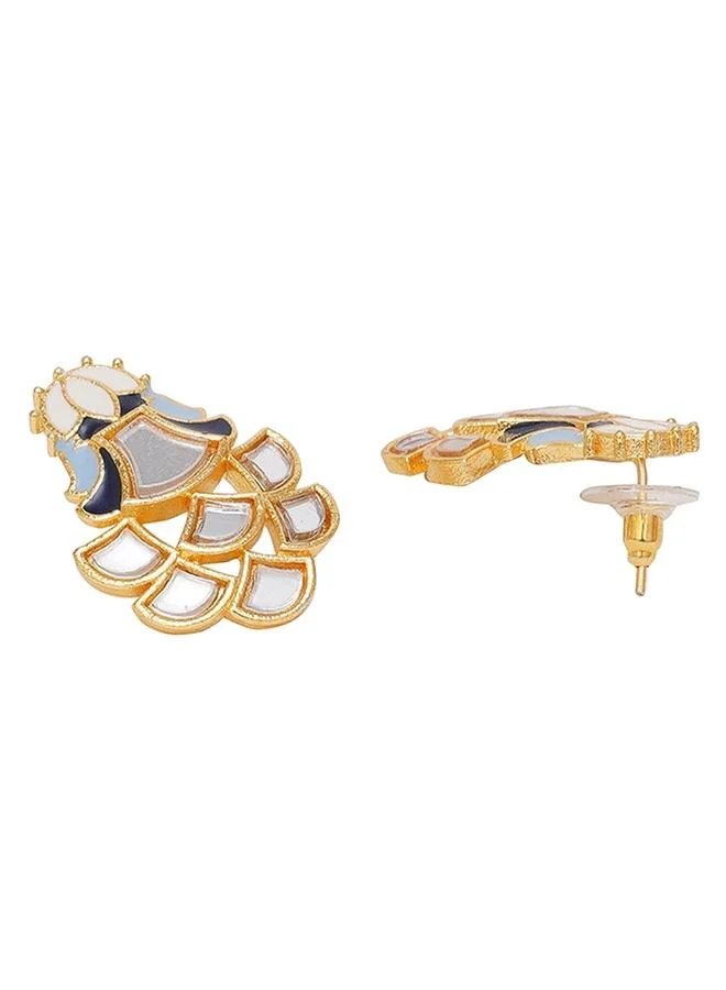 VOYLLA Festive Hues Mirror Work Enamelled Brass Gold Plated Choker Jewellery Set